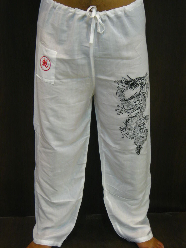 Unisex White Thai Unisex The Dragon Pants