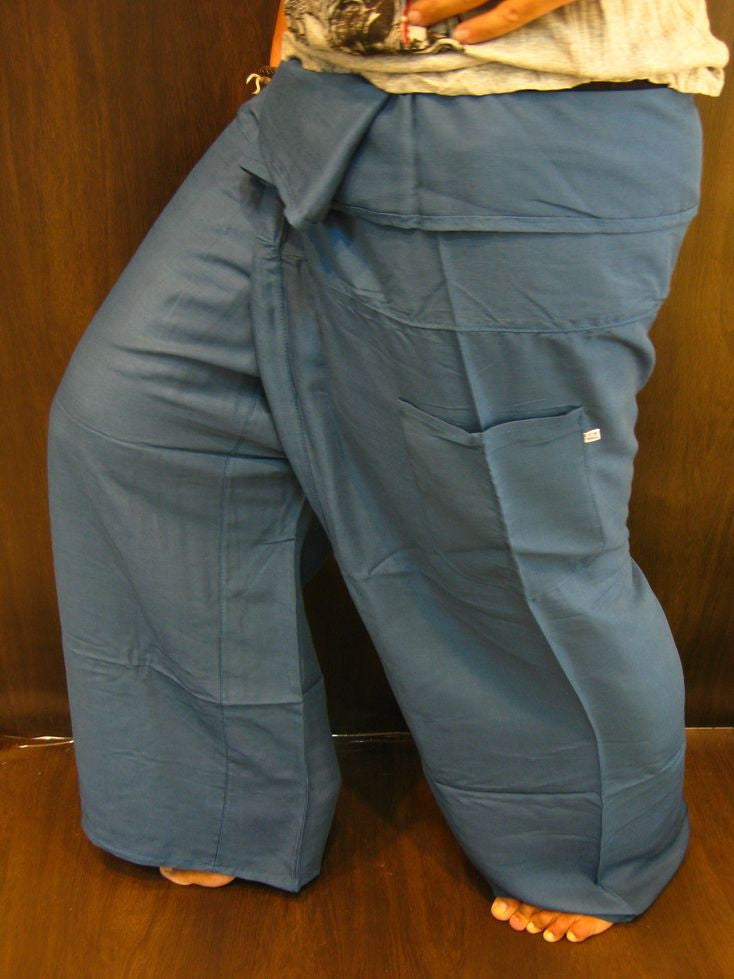 Unisex Gray Thai Silk Fisherman Pants