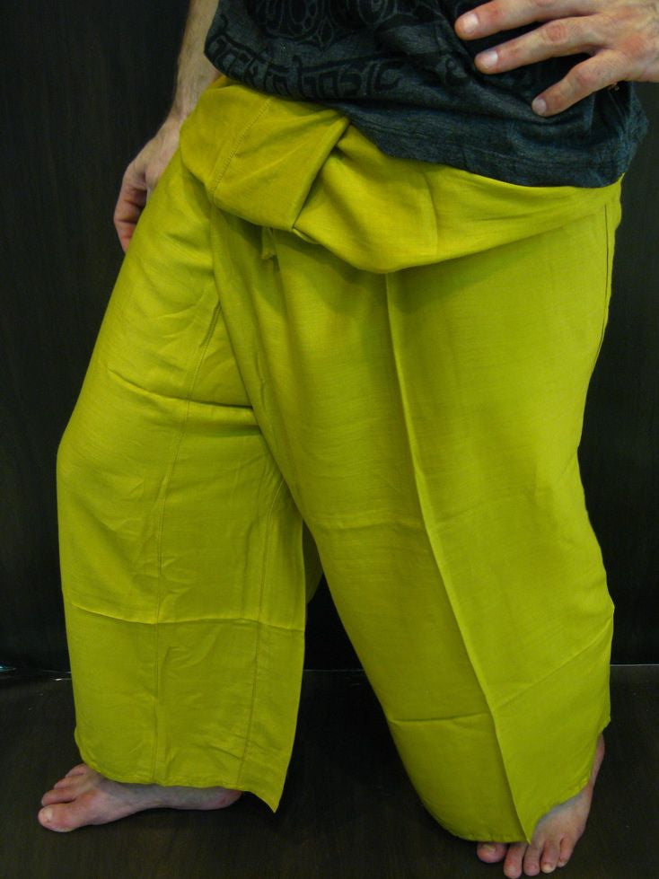 Unisex Lime Thai Silk Fisherman Pants