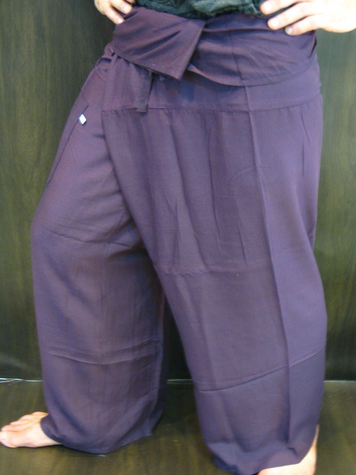 Unisex Purple Thai Silk Fisherman Pants
