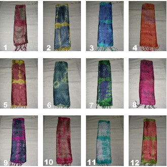 Unisex Tie Dye Silk Scarves / Assorted Set of 10 pc Accessory