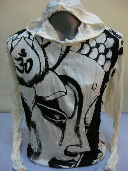 Unisex White Crying Buddha Hoodie