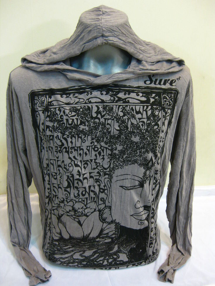Unisex Gray Sanskrit Buddha Hoodie