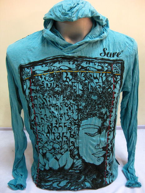 Unisex Turquoise Sanskrit Buddha Hoodie