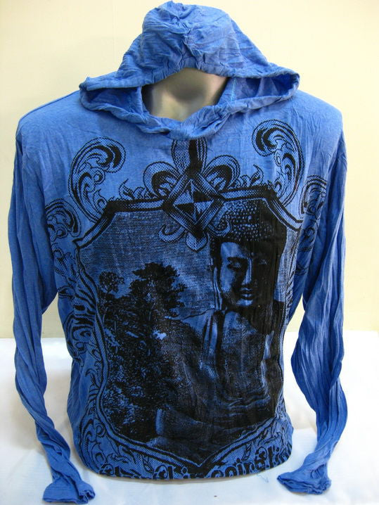 Unisex Blue Antique Buddha Hoodie