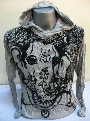 Unisex Gray Big Face Ganesh Hoodie