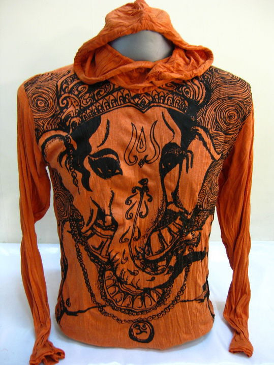 Unisex Orange Big Face Ganesh Hoodie