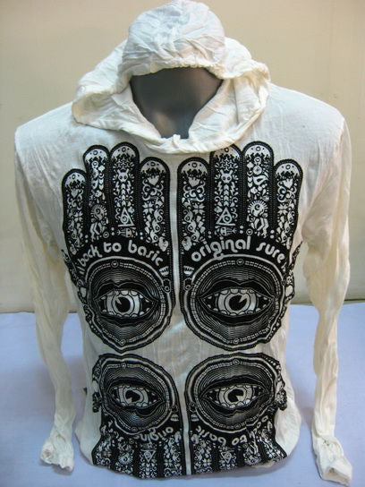 Unisex White Four Hands Hoodie