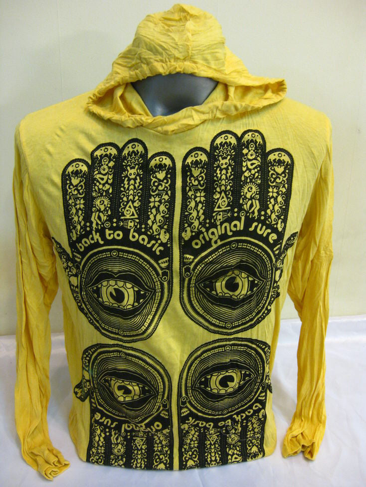 Unisex Yellow Four Hands Hoodie