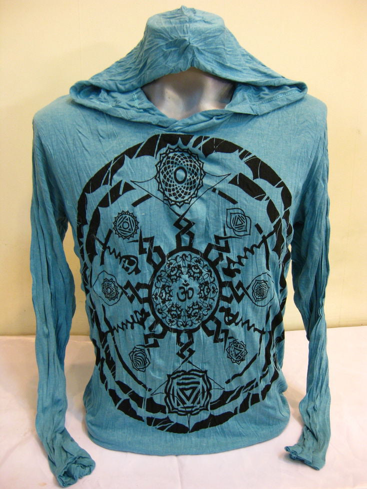Unisex Turquoise Chakra Ohm Mandala Hoodie