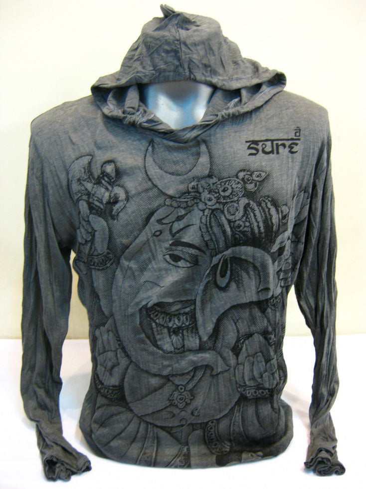 Unisex Gray Sitting Ganesh Hoodie