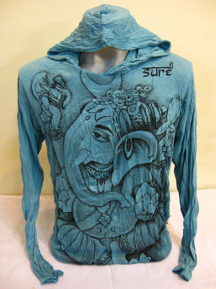 Unisex Turquoise Sitting Ganesh Hoodie