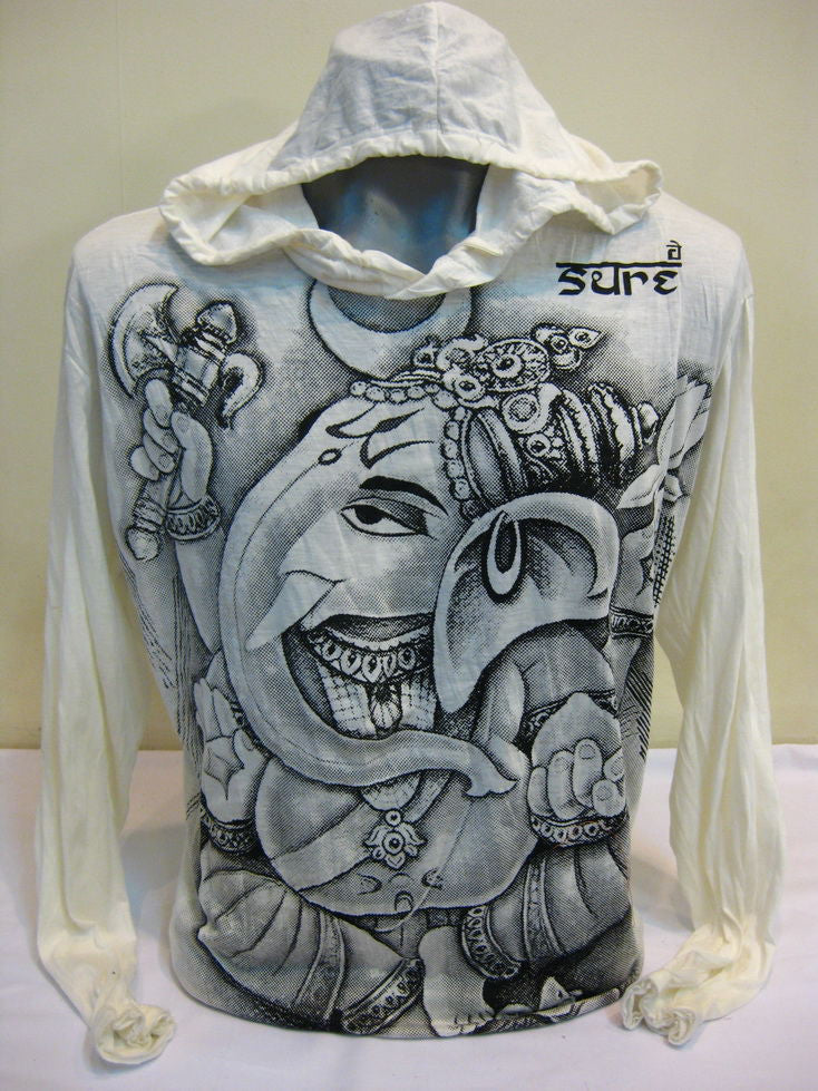Unisex White Sitting Ganesh Hoodie