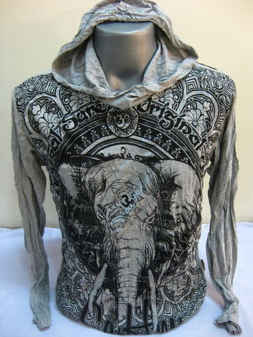 Unisex Gray Wild Elephant Hoodie