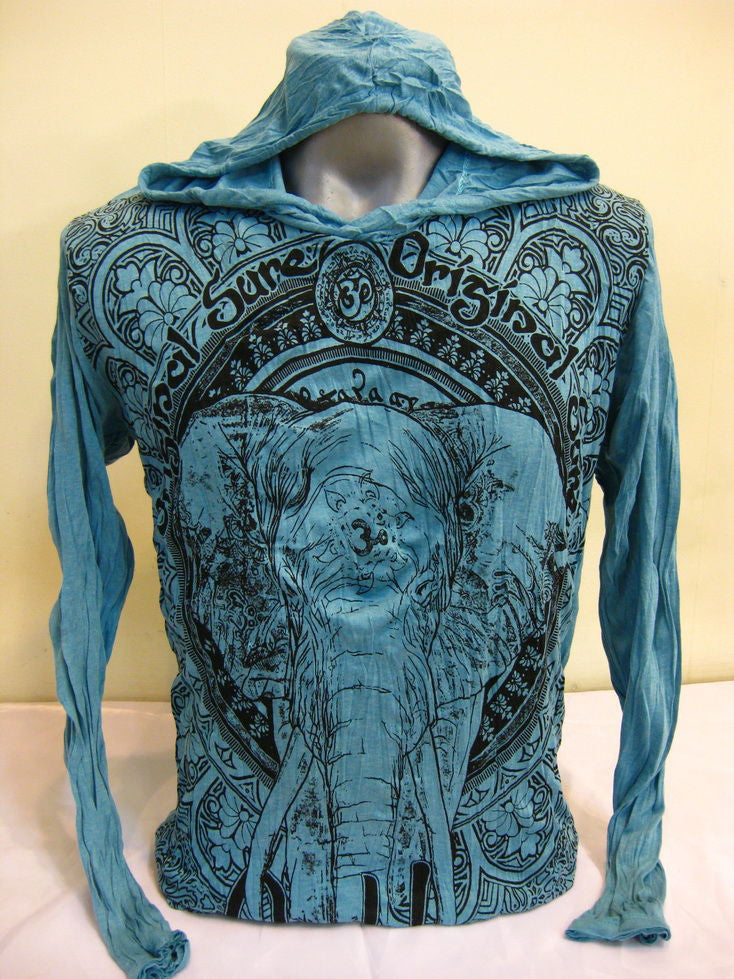 Unisex Turquoise Wild Elephant Hoodie