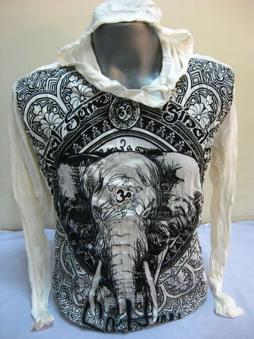 Unisex White Wild Elephant Hoodie