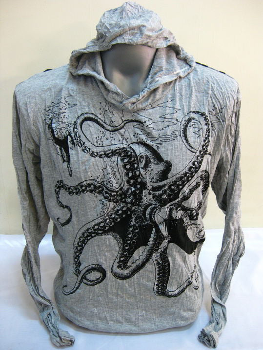 Unisex Gray Octopus Hoodie