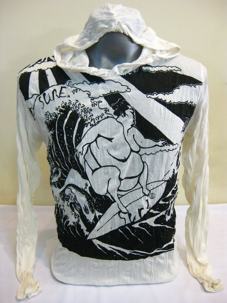 Unisex White Sumo Surfer Hoodie