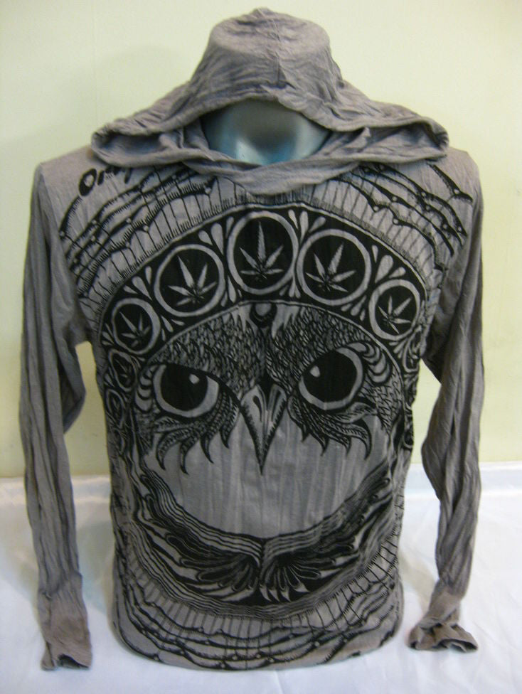 Unisex Gray Weed Owl Hoodie