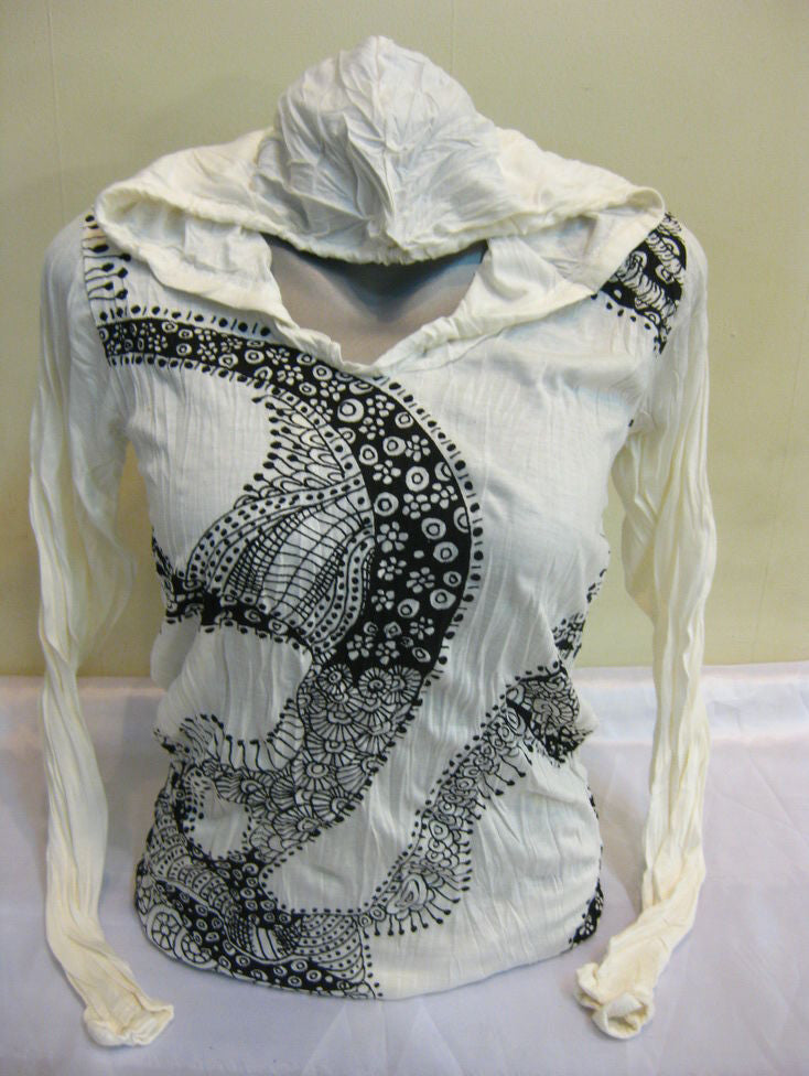 Unisex White Beautiful Buddha Face Hoodie