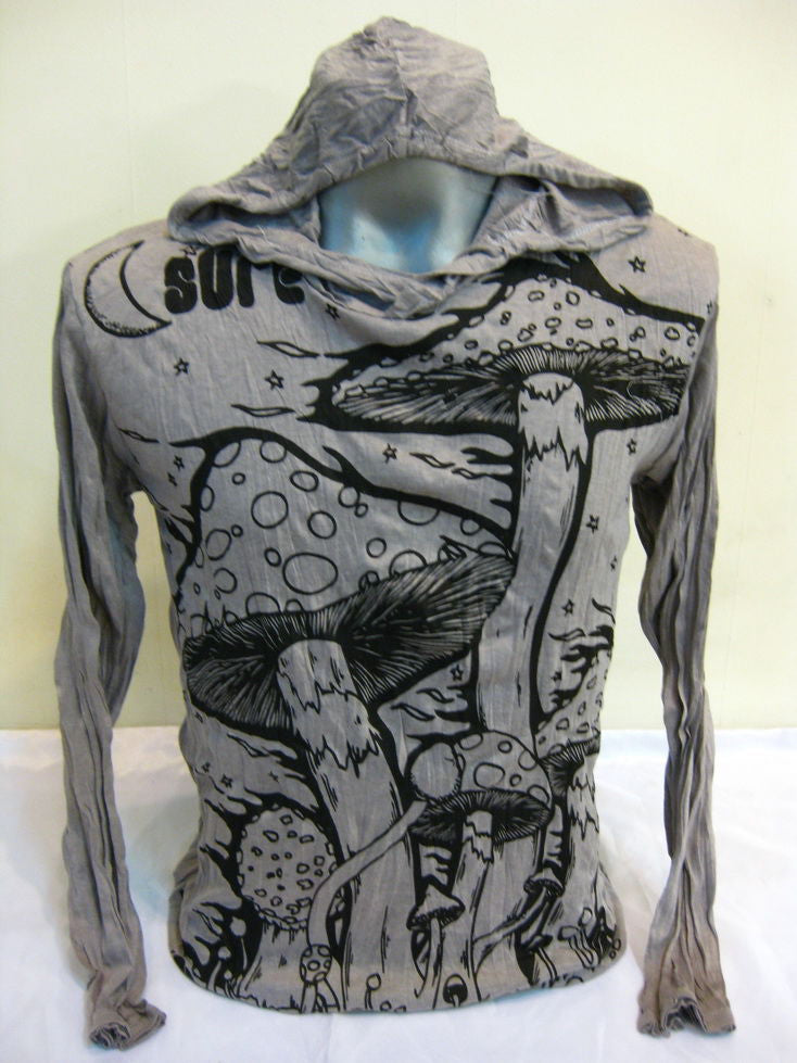 Unisex Gray Mushroom Hoodie