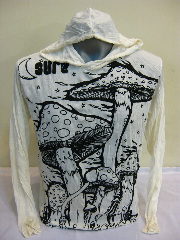 Unisex White Mushroom Hoodie