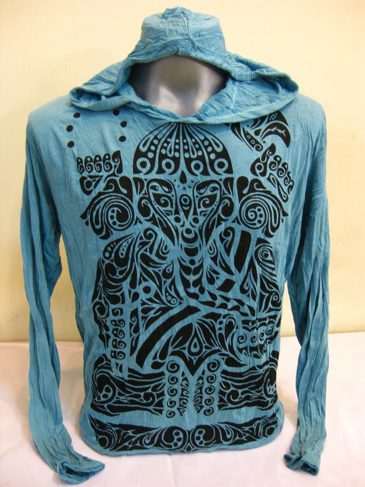 Unisex Turquoise Tattoo Ganesh Hoodie