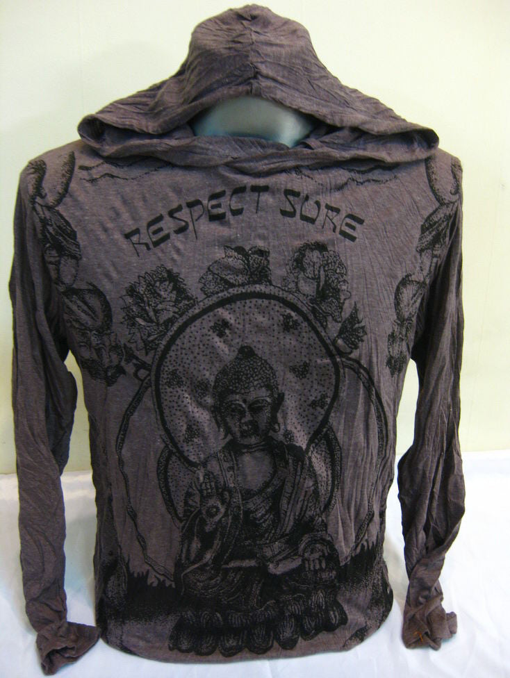 Unisex Brown Buddha Respect Hoodie