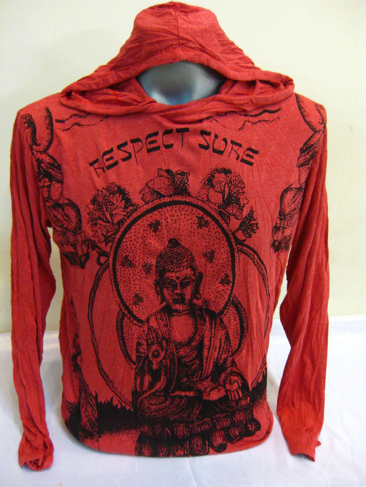 Unisex Red Buddha Respect Hoodie