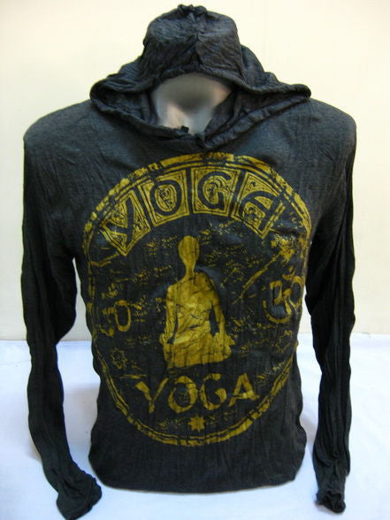 Unisex Gold on Black Infinitee Yoga Stamp Hoodie