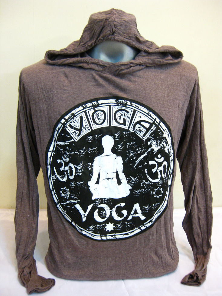 Unisex White on Brown Infinitee Yoga Stamp Hoodie