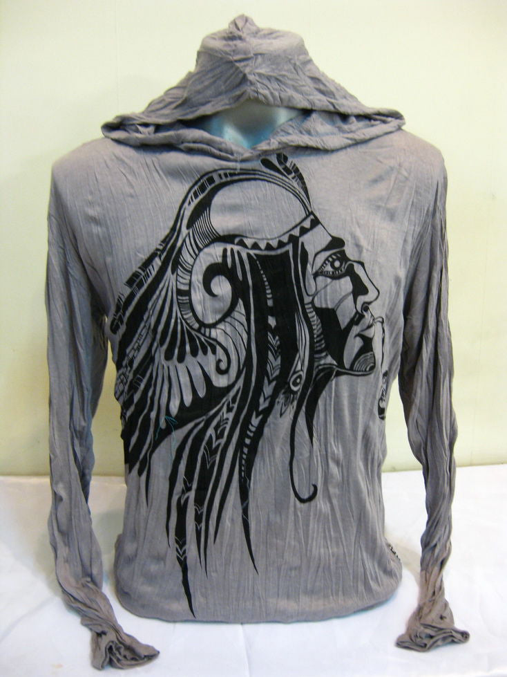 Unisex Gray Indian Chief Hoodie