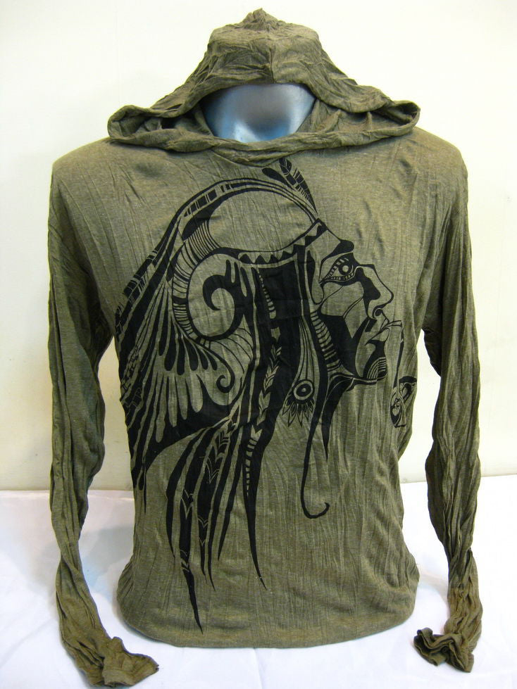 Unisex Green Indian Chief Hoodie