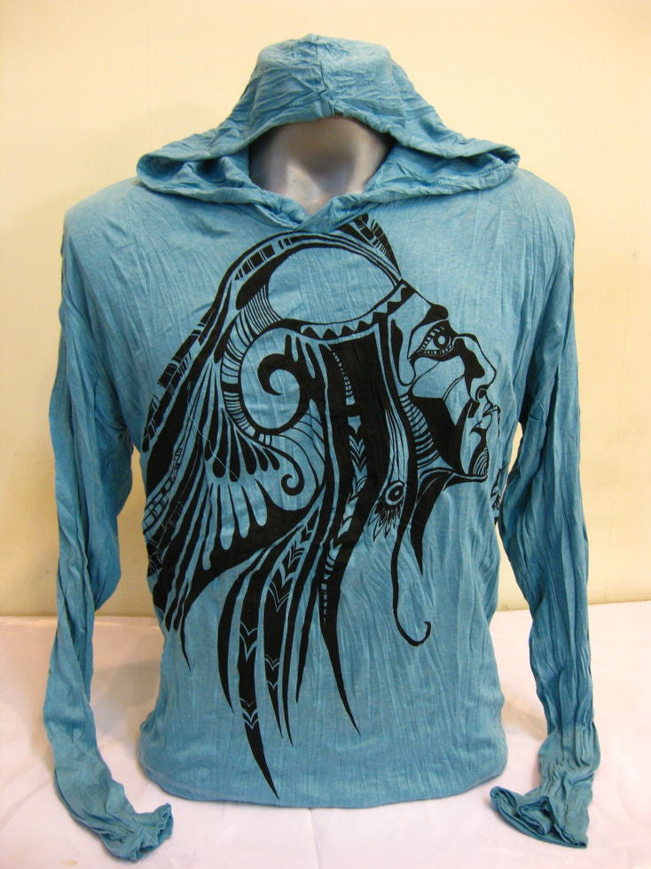 Unisex Turquoise Indian Chief Hoodie