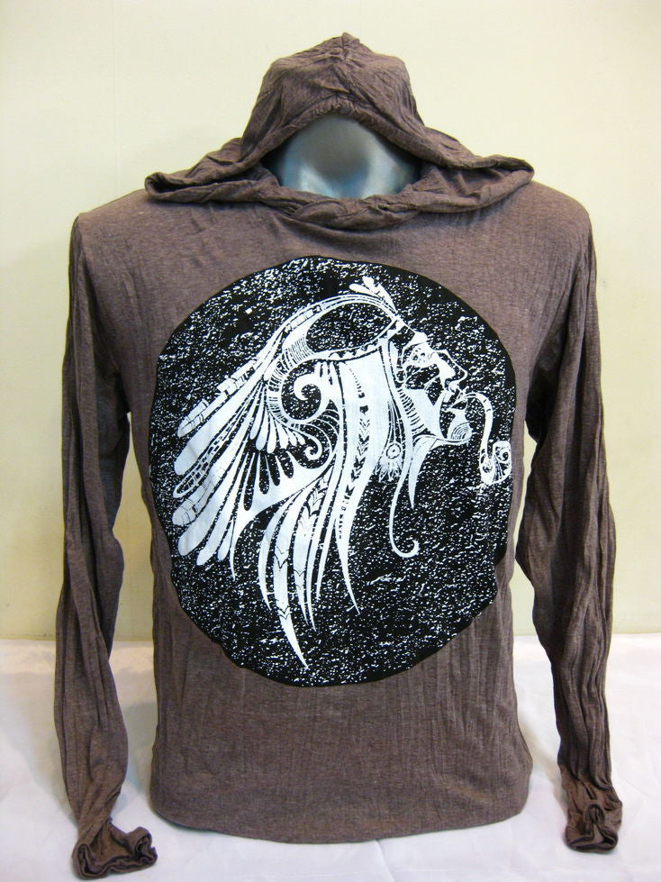 Unisex White on Brown Indian Chief Hoodie