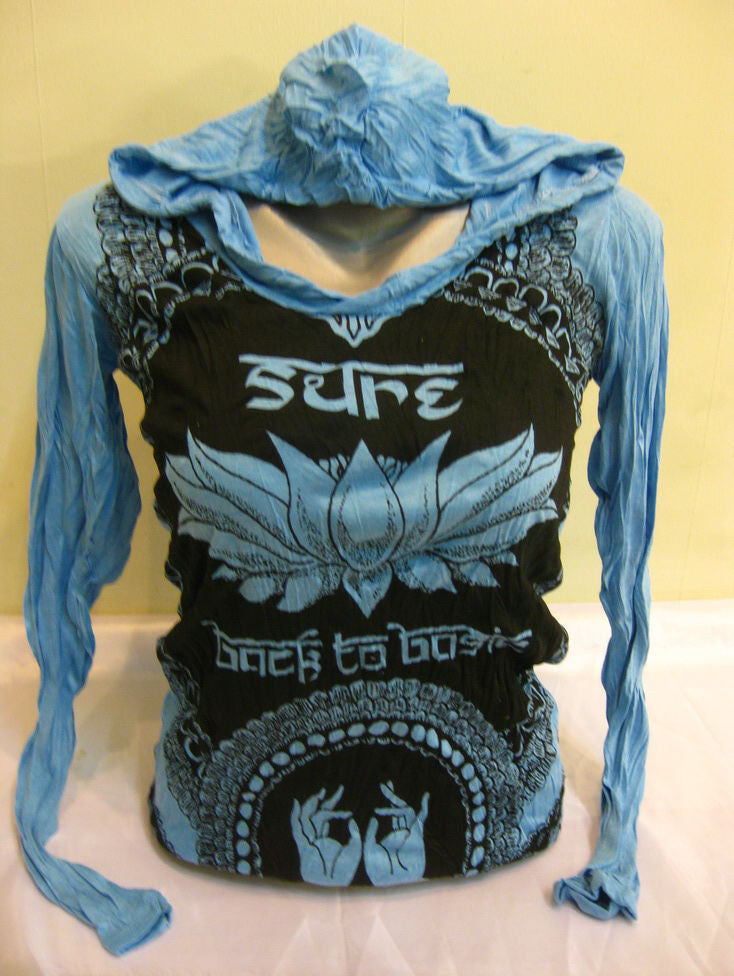 Unisex Turquoise Lotus Mudra Hoodie