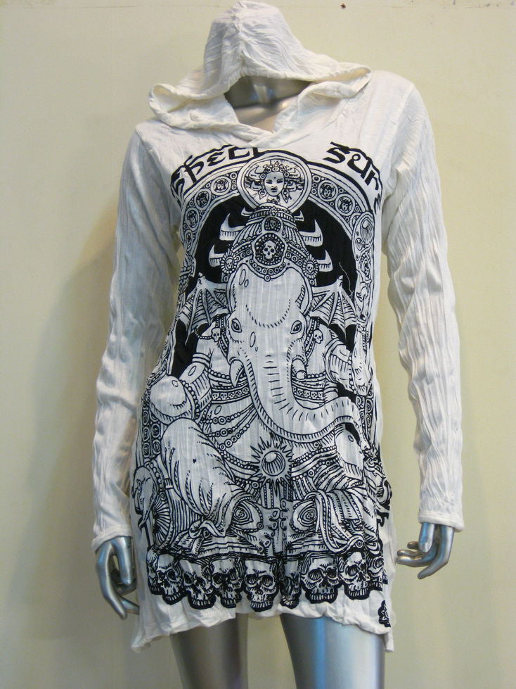 Womens White Batman Ganesh Hoodie Dress