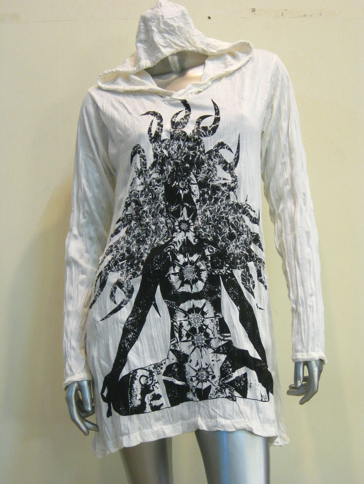 Womens White Chakra Dream Hoodie Dress
