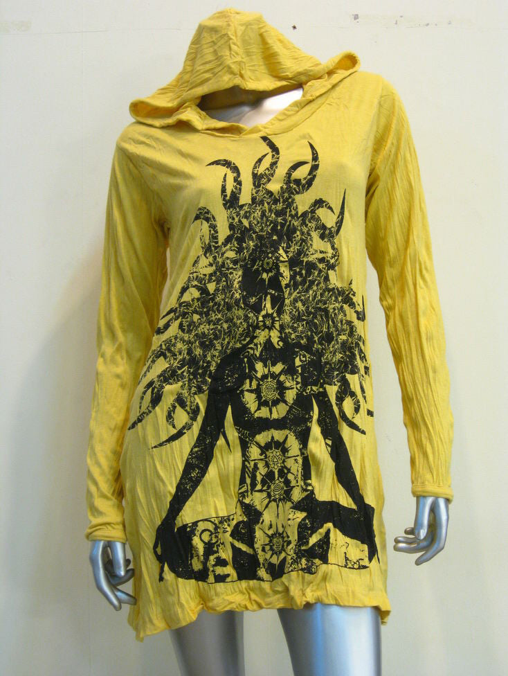 Womens Yellow Chakra Dream Hoodie Dress