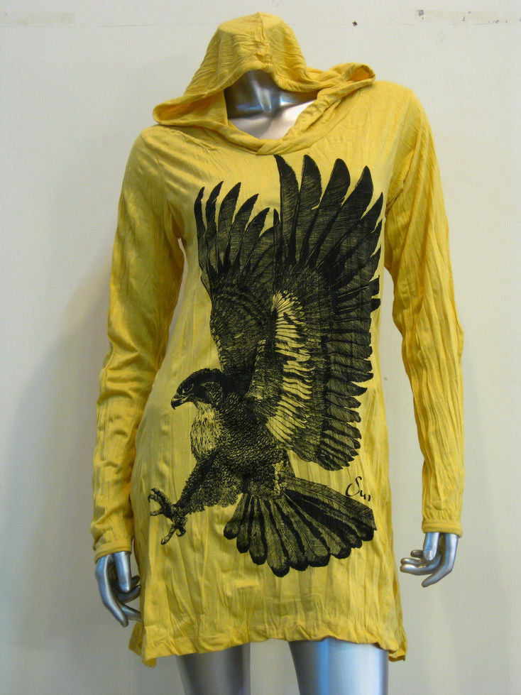 Womens Yellow Eagle Hoodie Dress