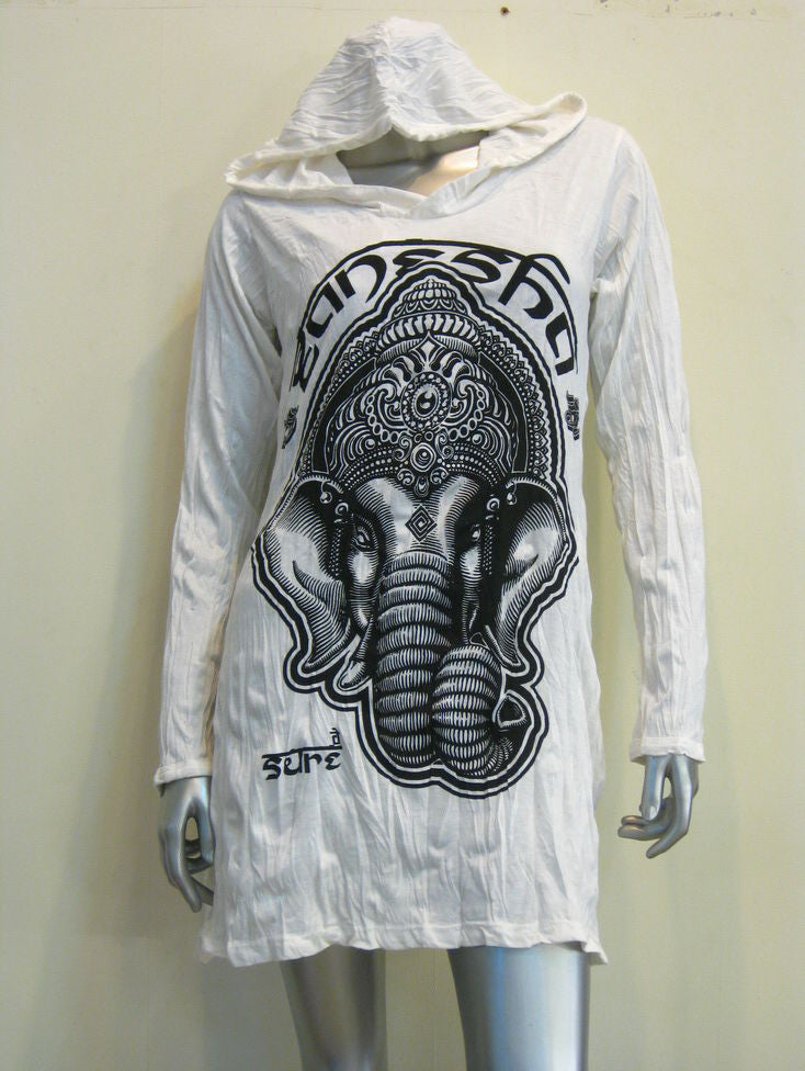 Womens White Avatar Ganesh Hoodie Dress