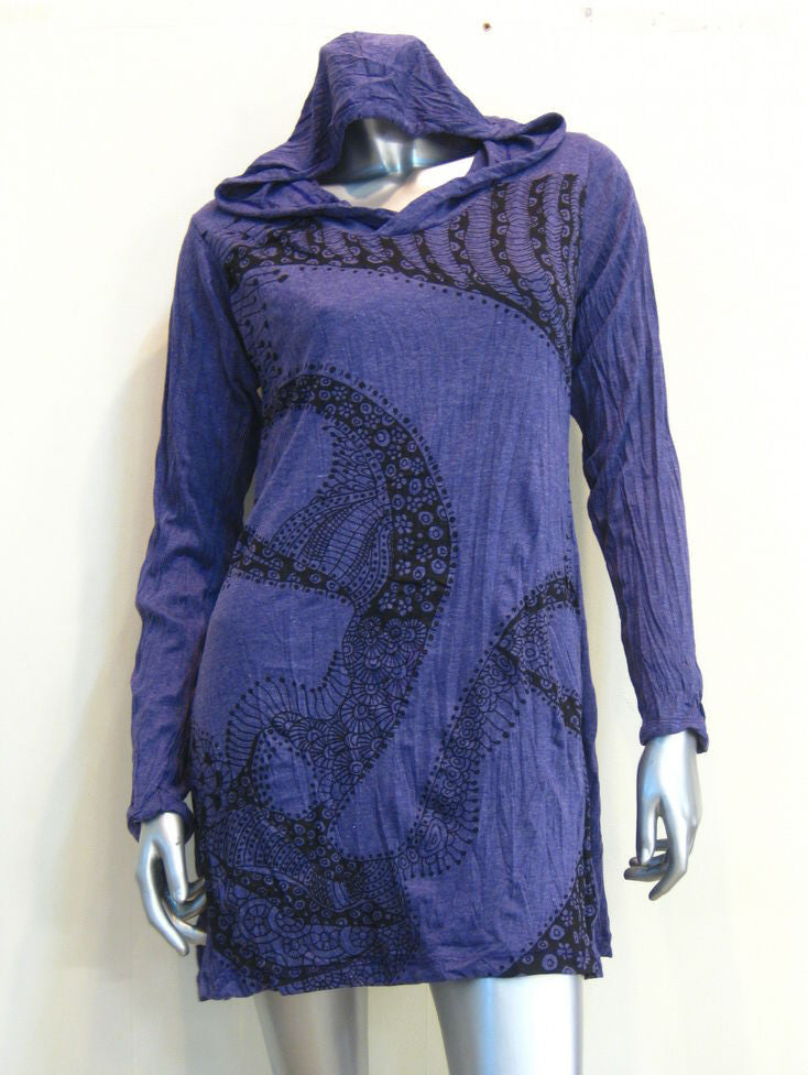 Womens Grape Beautiful Buddha Face Hoodie Dress