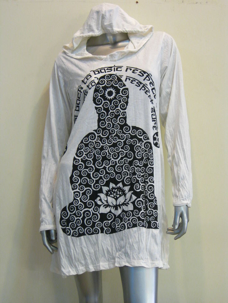 Womens White Lotus Meditation Hoodie Dress