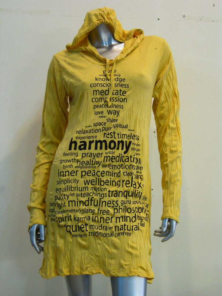 Womens Yellow Harmony Hoodie Dress