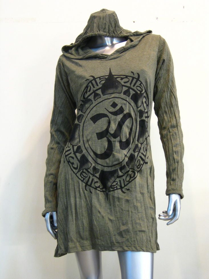 Womens Green Infinitee Ohm Hoodie Dress