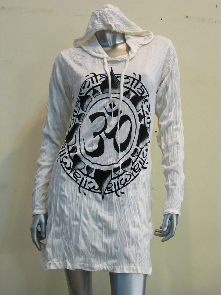 Womens White Infinitee Ohm Hoodie Dress