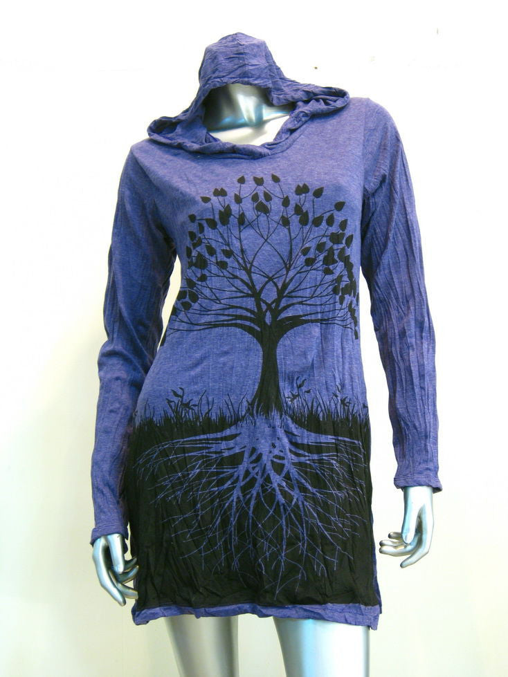Womens Grape Tree of Life Hoodie Dress