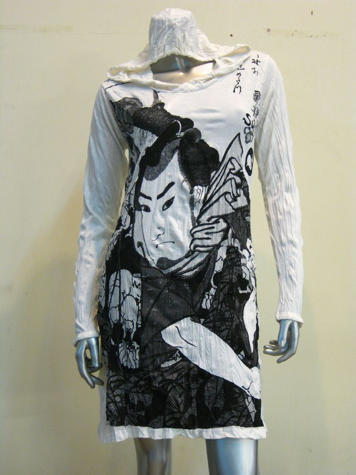 Womens White Samurai Hoodie Dress