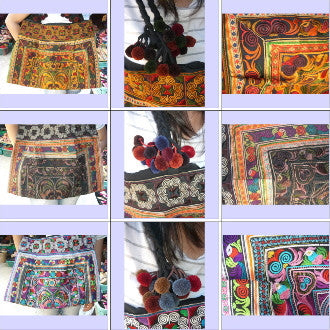 Womens Hill Tribe Embroidered Bag #3 / Assorted Set of 10 pc Accessory