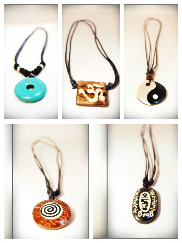 Unisex Hill Tribe Stone Adjustable String Necklece / Assorted Set of 20 pc Accessory